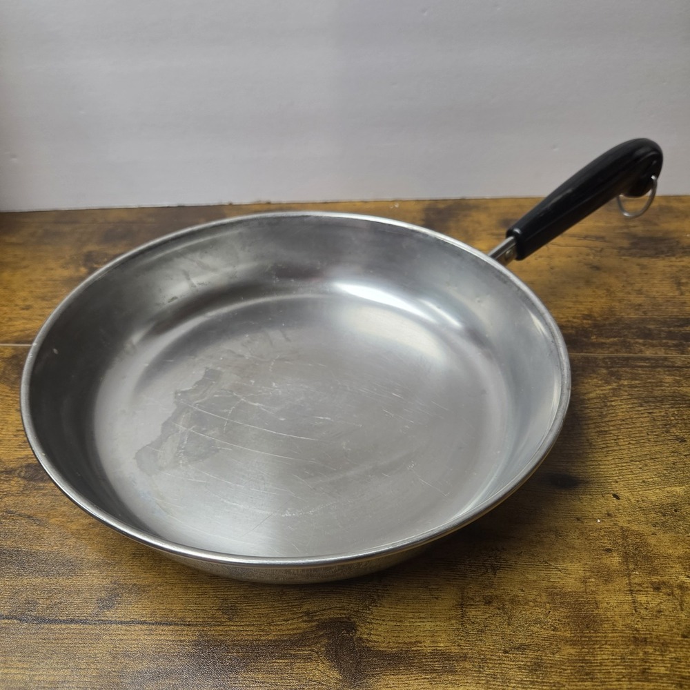 Revere Ware 10" Skillet Tri Ply Disk Stainless Steel Bottom No Lid USA Clean